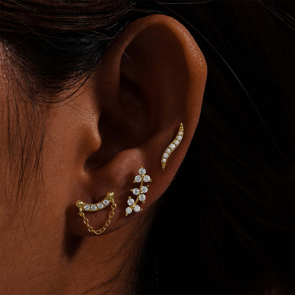 S925 Cluster Flowers Zircon Ear Piercing Stud-Olarajewelry