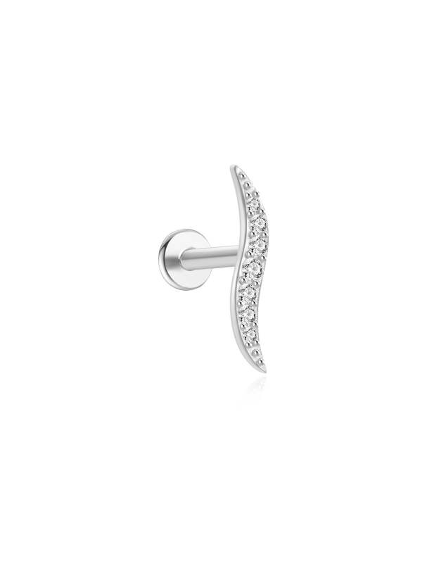 S925 Wave Line Leaf Ear Piercing Stud-Olarajewelry