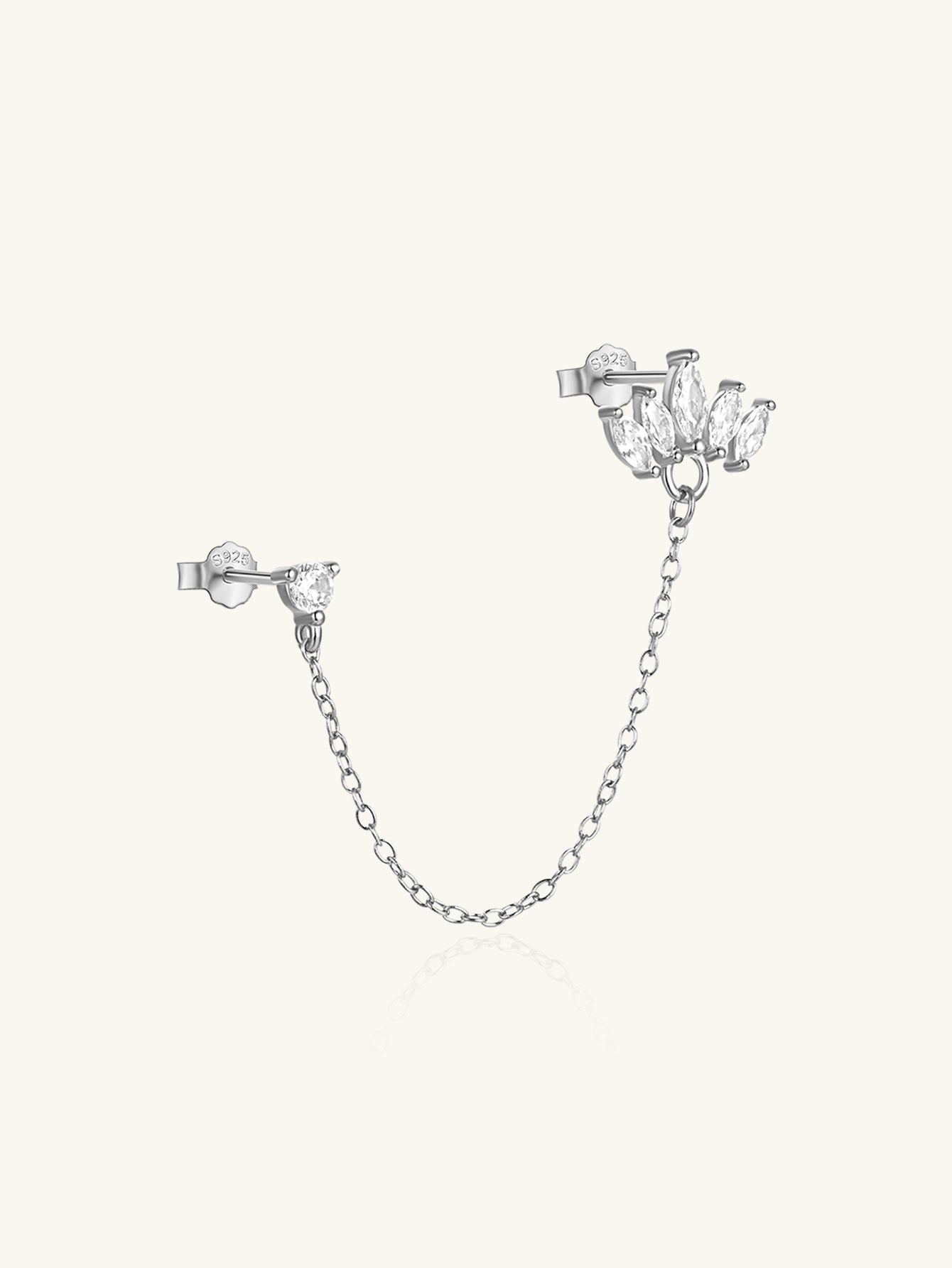 925 Sterling Silver Crown Zircon Chain Dangle Drop Earring-Olarajewelry