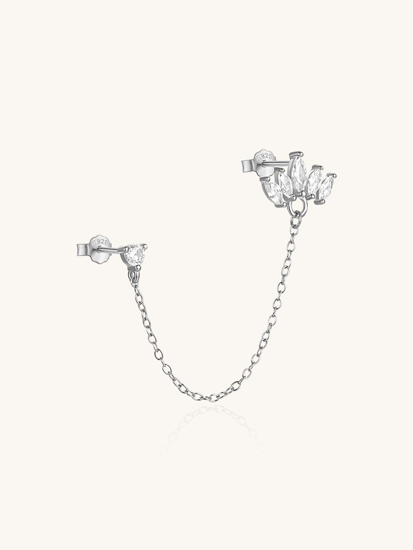 925 Sterling Silver Crown Zircon Chain Dangle Drop Earring-Olarajewelry