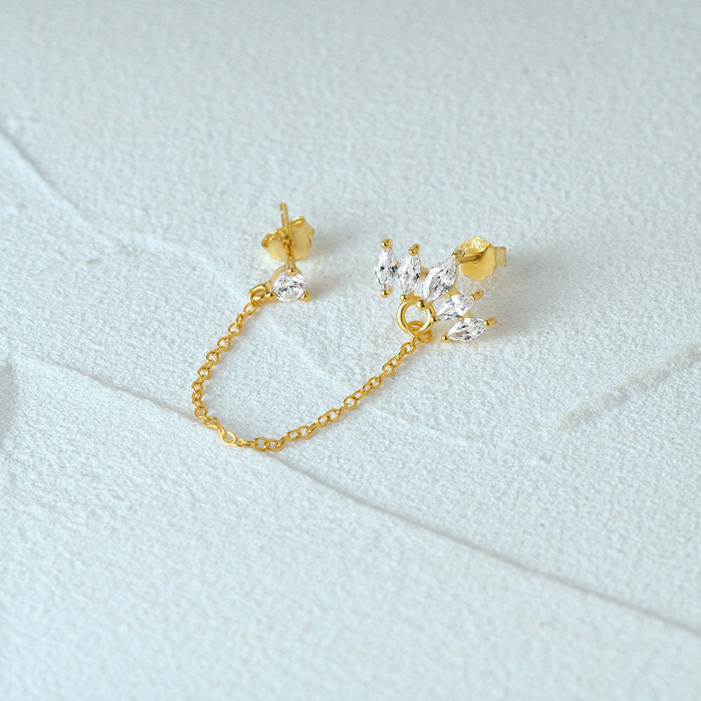 925 Sterling Silver Crown Zircon Chain Dangle Drop Earring-Olarajewelry