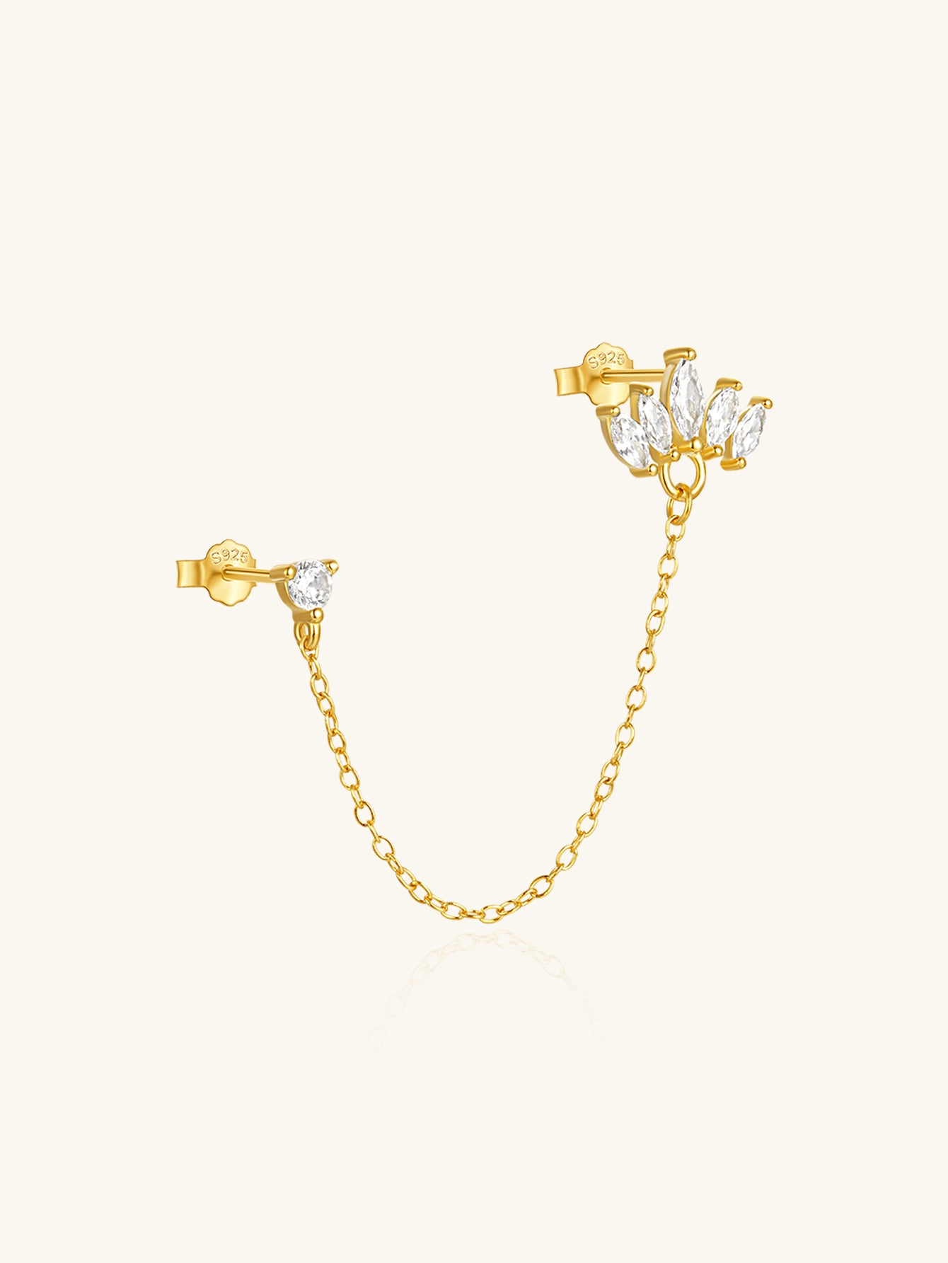 925 Sterling Silver Crown Zircon Chain Dangle Drop Earring-Olarajewelry