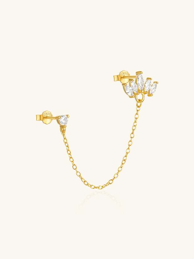 925 Sterling Silver Crown Zircon Chain Dangle Drop Earring-Olarajewelry