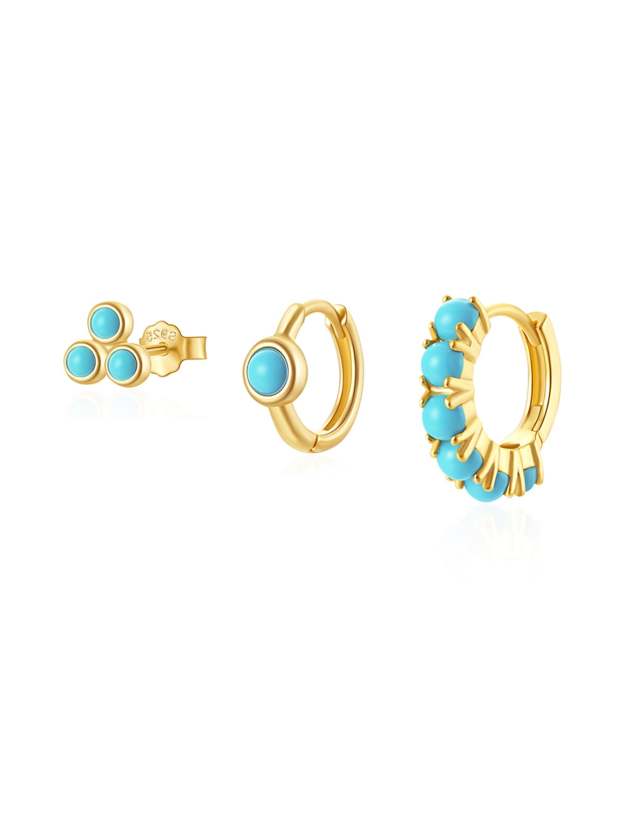 Olara S925 Sterling Silver Fashion Turquoise 5 Piece Set-Olarajewelry