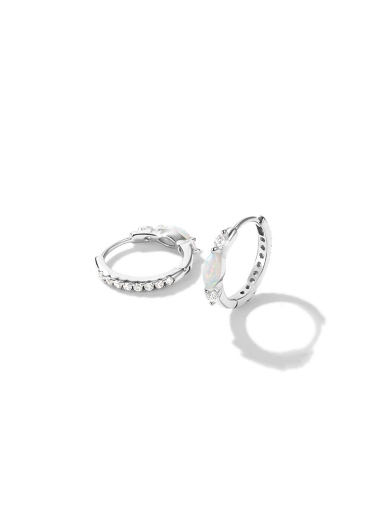 Olara 925 Sterling Silver Solitaire Marquise Opal Elegant Hoop Earring-Olarajewelry