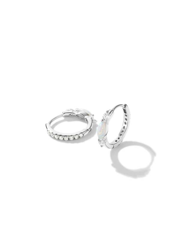 Olara 925 Sterling Silver Solitaire Marquise Opal Elegant Hoop Earring-Olarajewelry