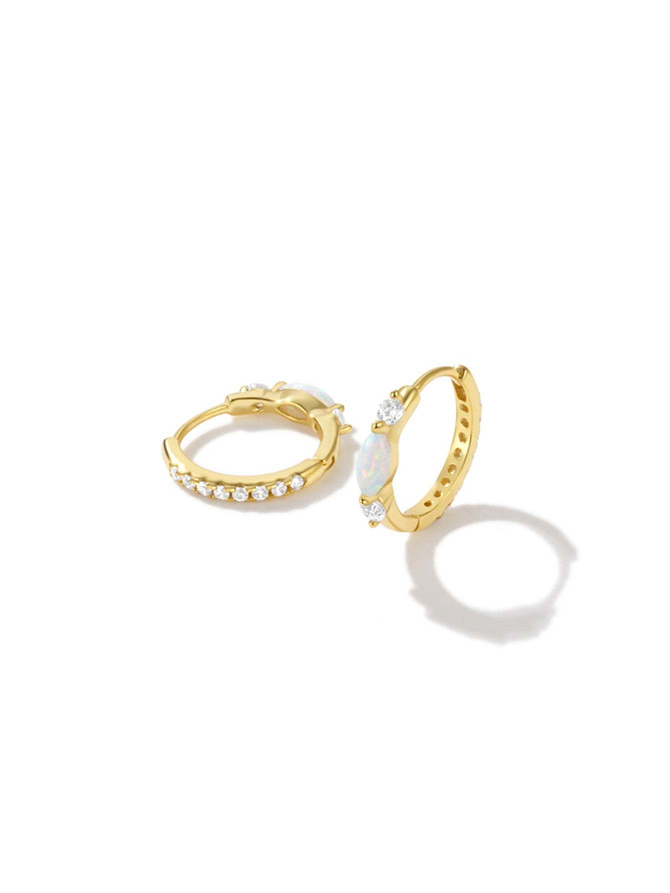 Olara 925 Sterling Silver Solitaire Marquise Opal Elegant Hoop Earring-Olarajewelry