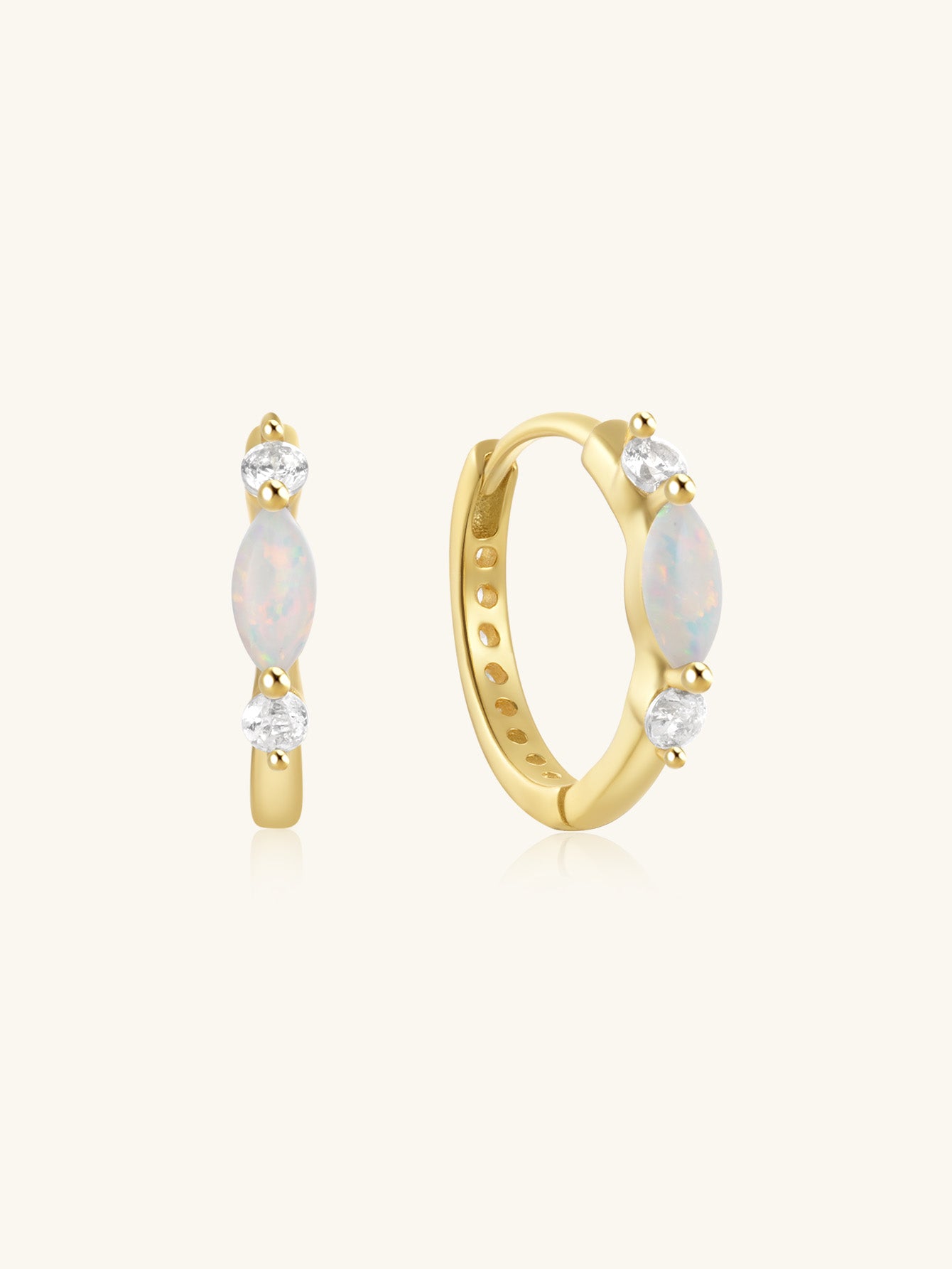 Olara 925 Sterling Silver Solitaire Marquise Opal Elegant Hoop Earring-Olarajewelry