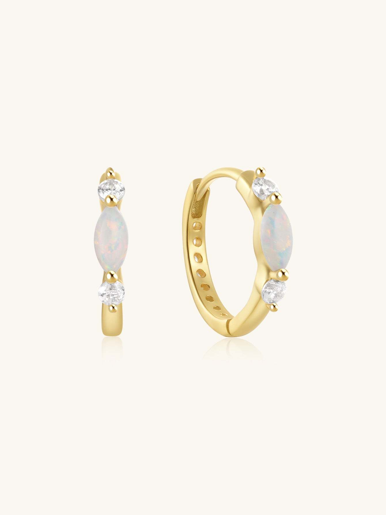 Olara 925 Sterling Silver Solitaire Marquise Opal Elegant Hoop Earring-Olarajewelry