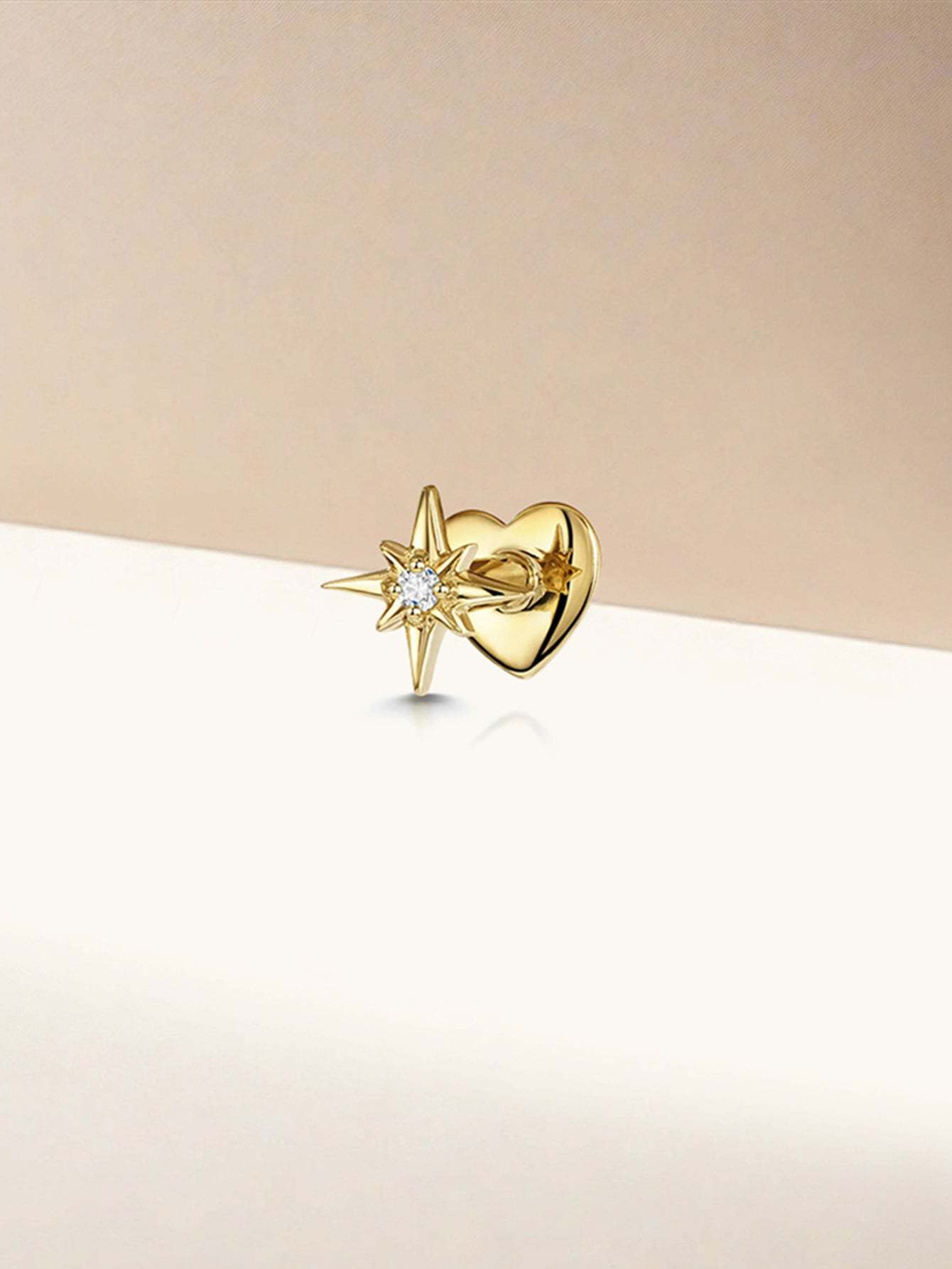 S925 Star&Heart Double Sided  Ear Piercing Stud-Olarajewelry