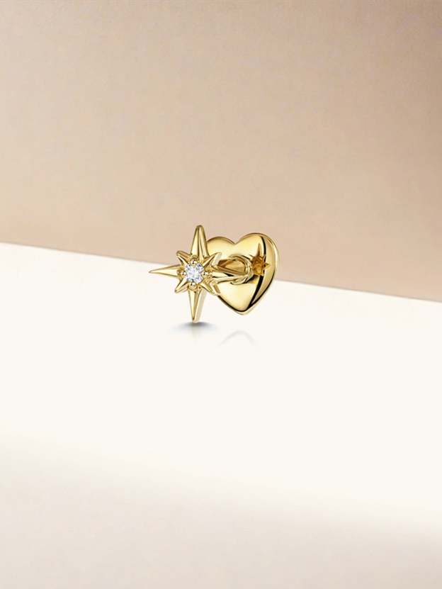 S925 Star&Heart Double Sided  Ear Piercing Stud-Olarajewelry