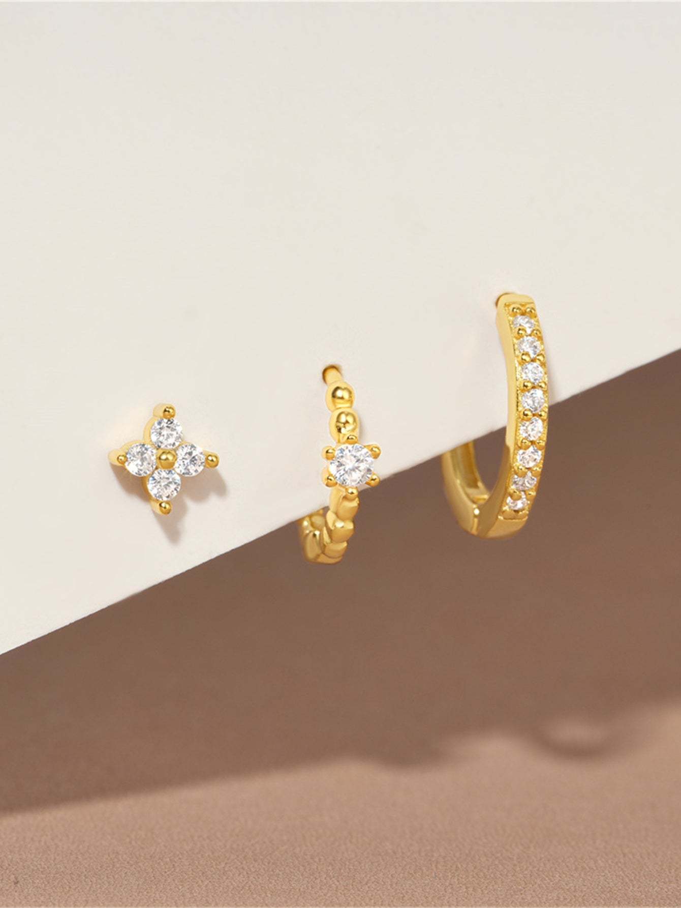 S925 Flower Pave Zircon Wedding Earring Set-Olarajewelry
