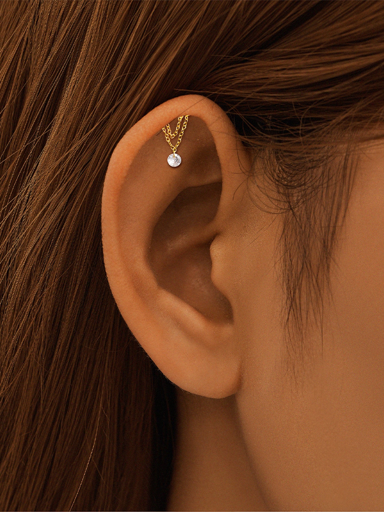 S925 Tassel Chain Ear Piercing Stud Set-Olarajewelry