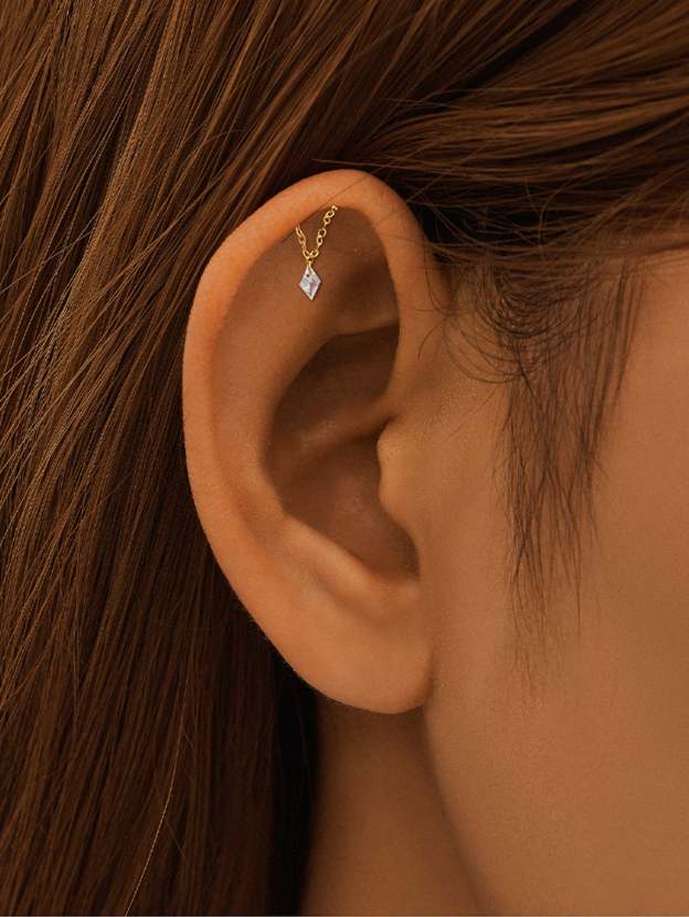 S925 Tassel Chain Ear Piercing Stud Set-Olarajewelry