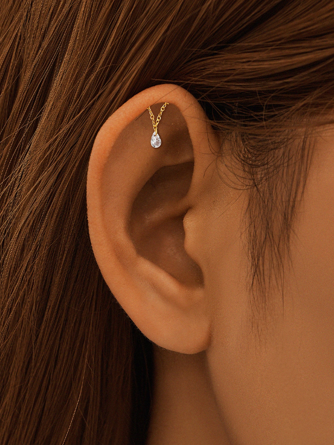 S925 Tassel Chain Ear Piercing Stud Set-Olarajewelry