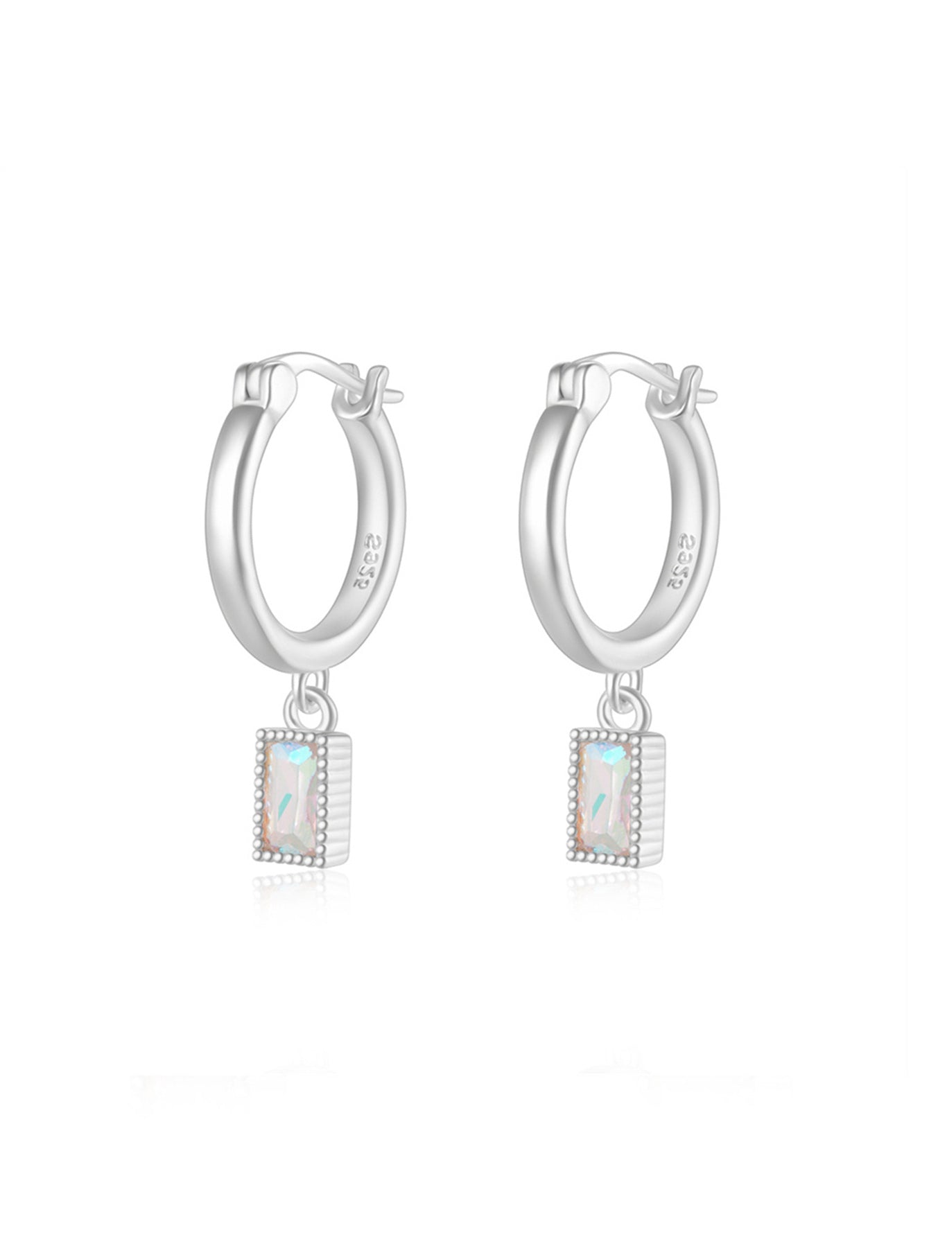 S925 Silver Square Zircon Drop Earring Series-Olarajewelry