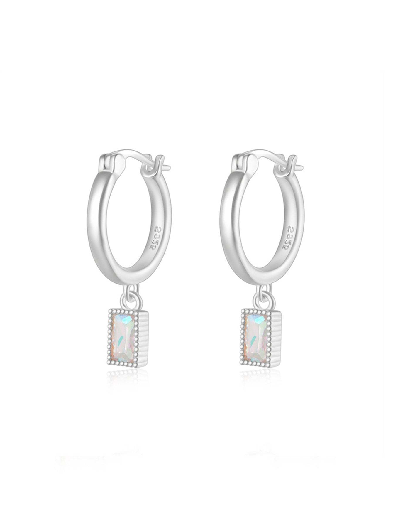 S925 Silver Square Zircon Drop Earring Series-Olarajewelry