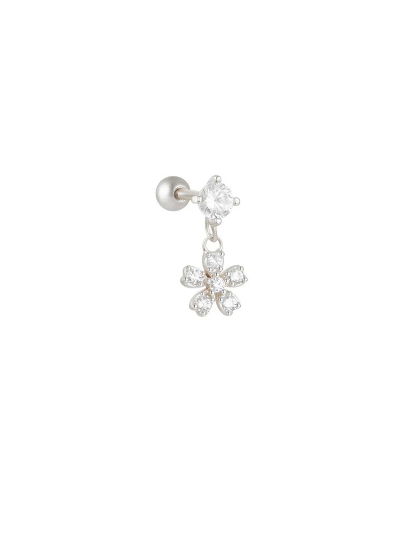 S925 5 Pieces Fresh Flower Zircon Stud Earring Set-Olarajewelry