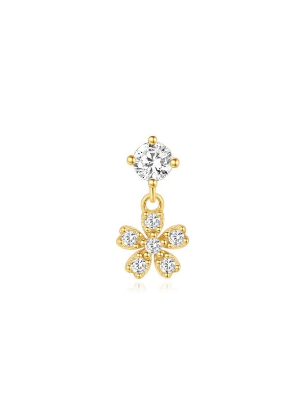 S925 Flower Shaped Zirconia Pendant Ear Piercing  Stud-Olarajewelry