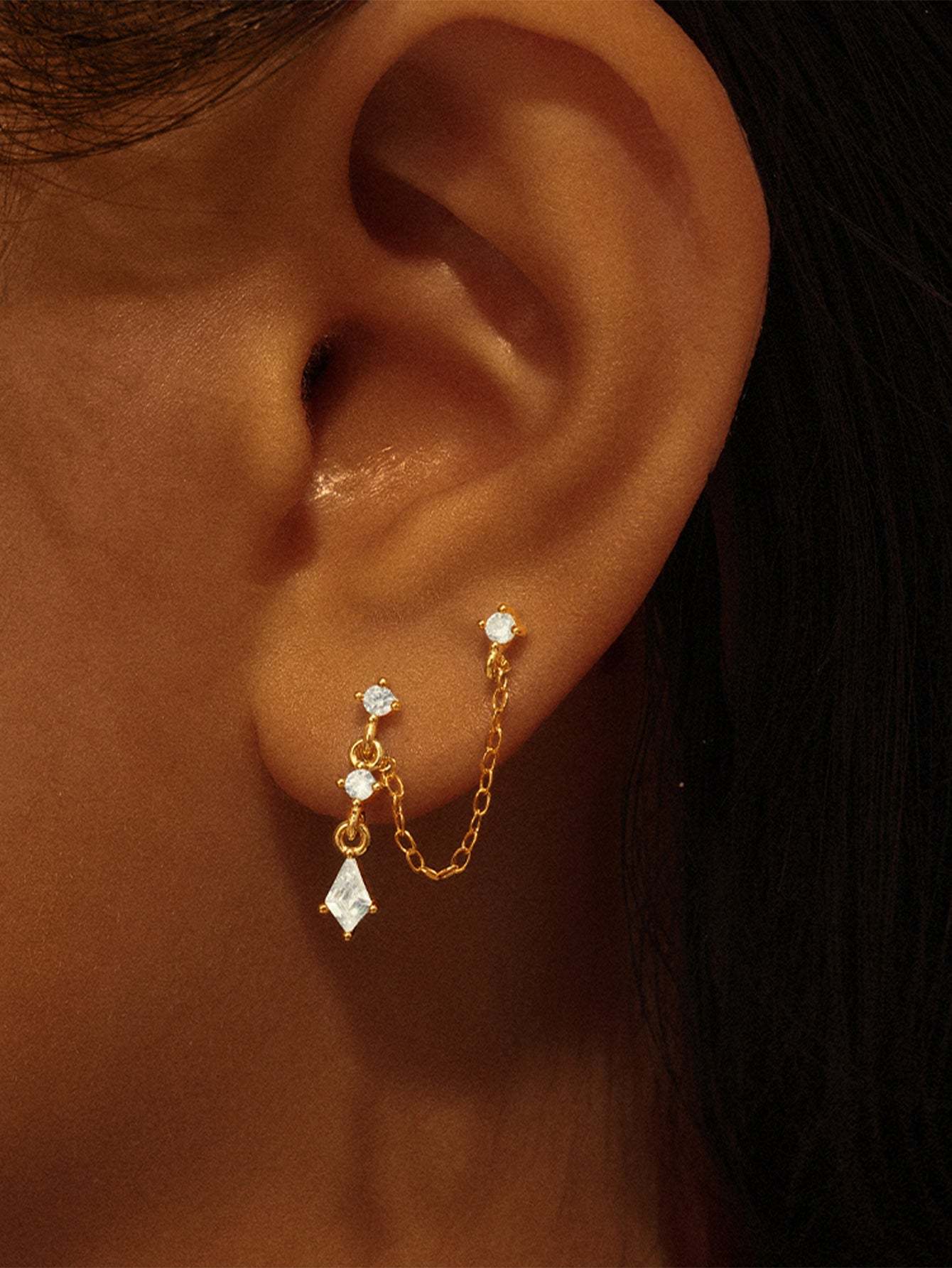 Olara S925 Mini Geometric Tassel Stud Earrings-Olarajewelry