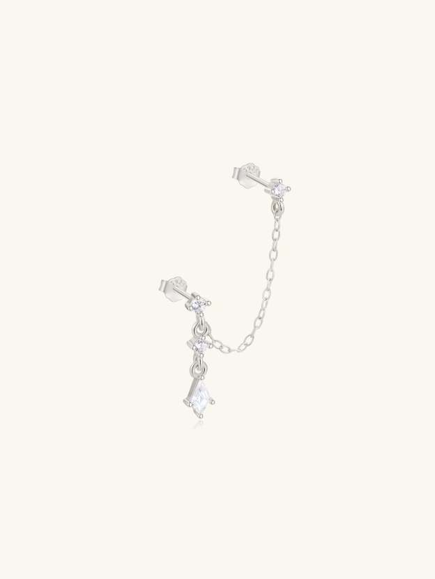Olara S925 Mini Geometric Tassel Stud Earrings-Olarajewelry