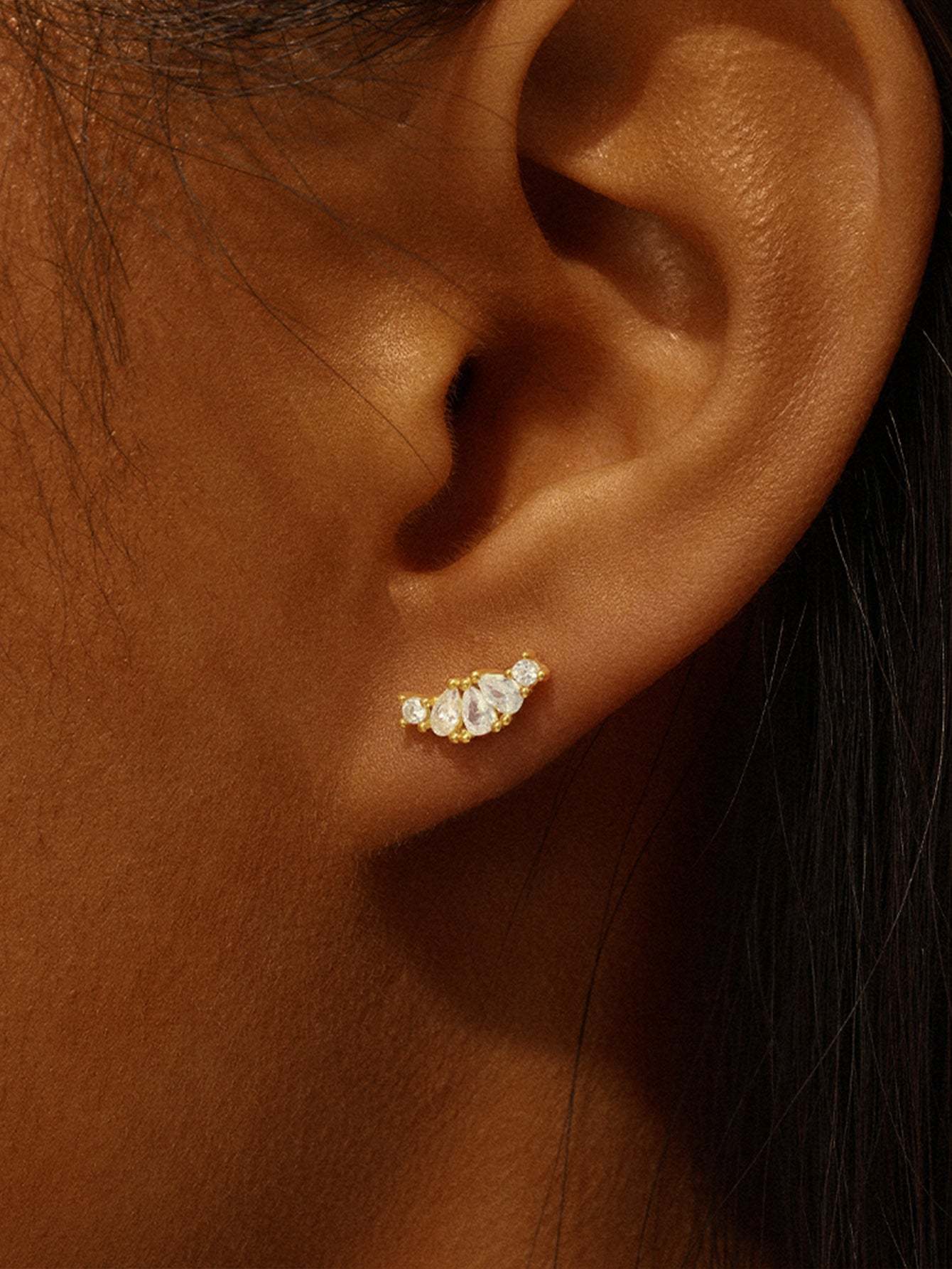 S925 Cartilage All-Match Horse Eye Water Drop Zircon Earrings-Olarajewelry