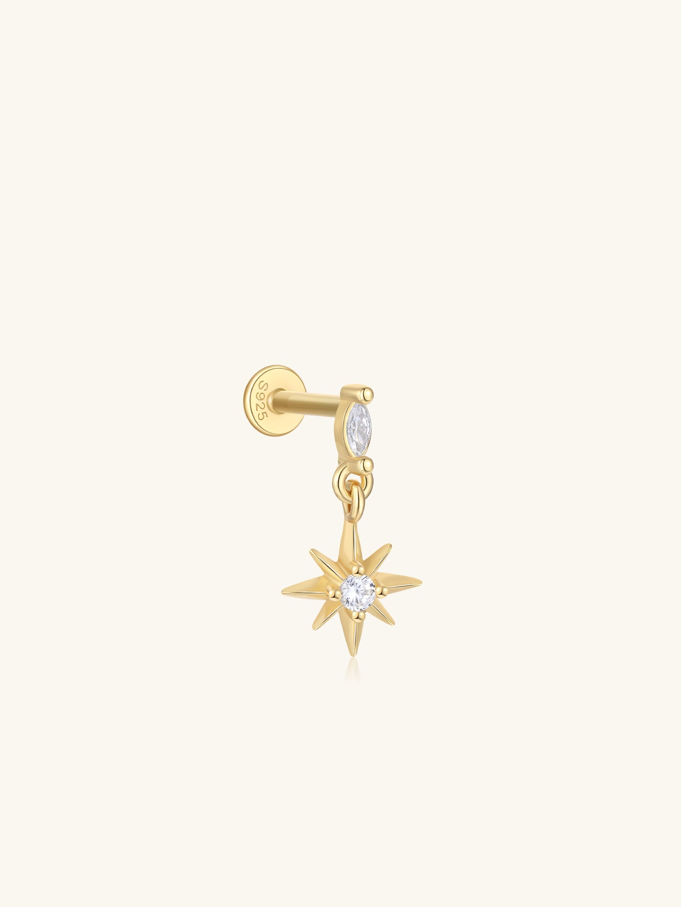 S925 Octagonal Ear Piercing Stud-Olarajewelry