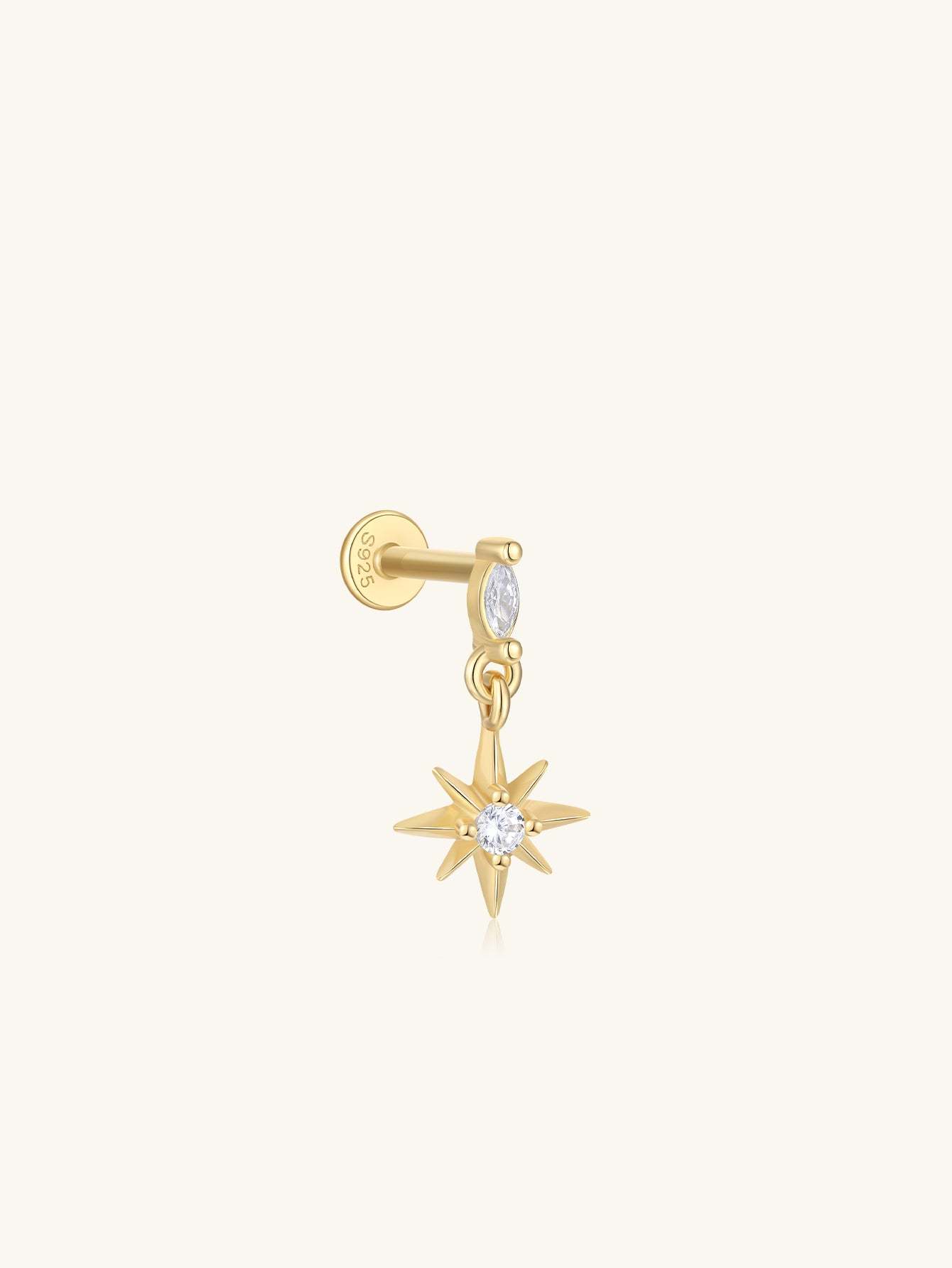 S925 Octagonal Ear Piercing Stud-Olarajewelry