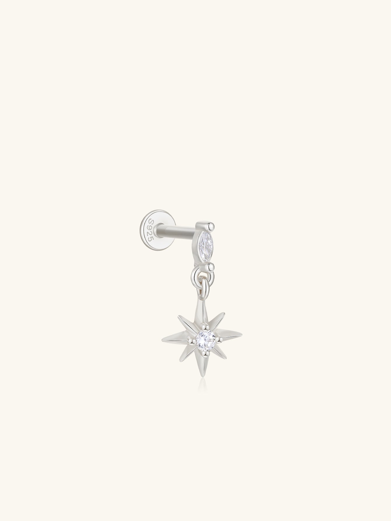 S925 Octagonal Ear Piercing Stud-Olarajewelry