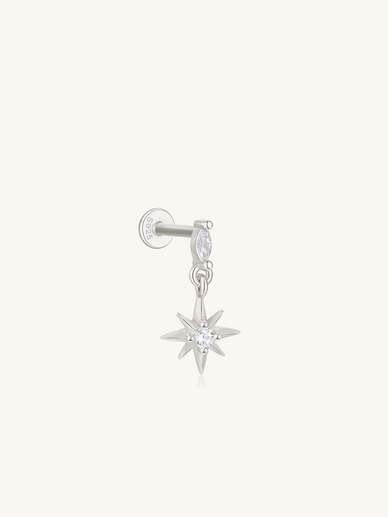 S925 Octagonal Ear Piercing Stud-Olarajewelry