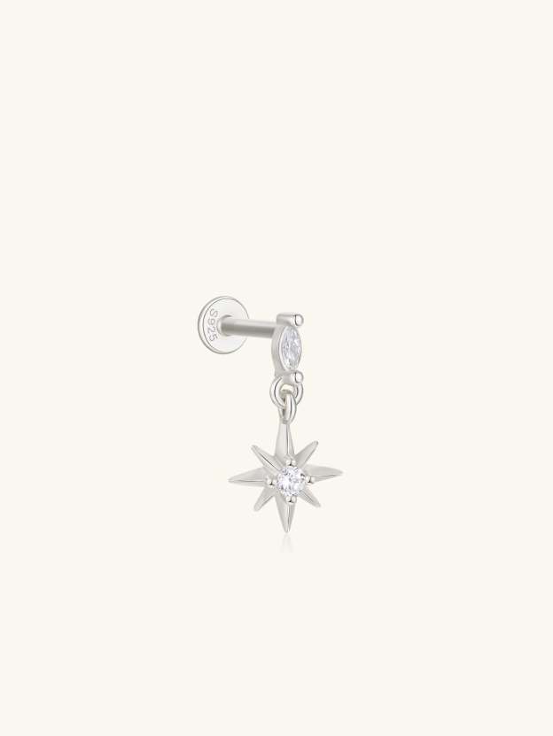 S925 Octagonal Ear Piercing Stud-Olarajewelry
