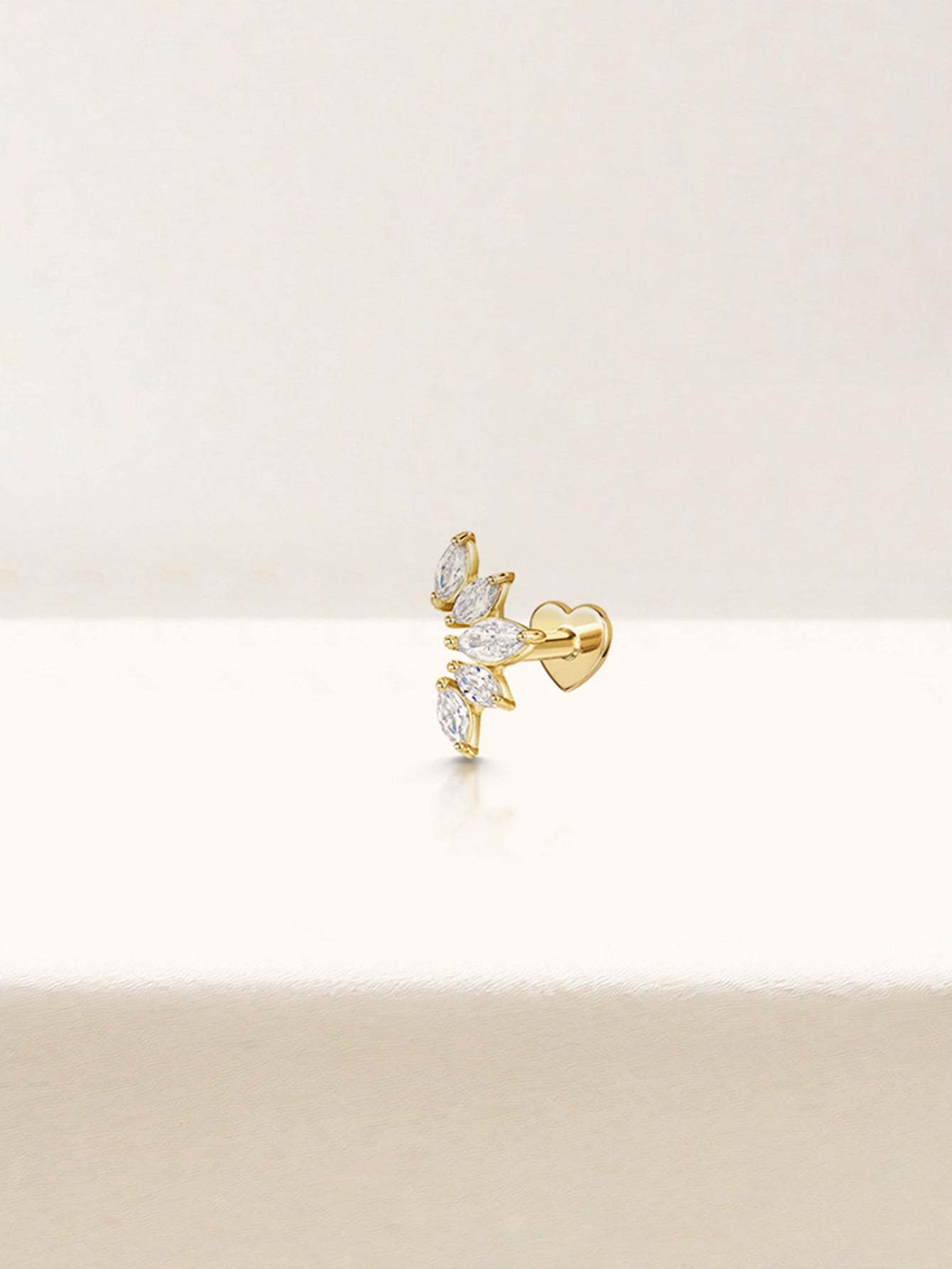 S925 Crown Zircon Heart Elegant Piercing Earring-Olarajewelry