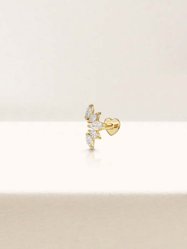 S925 Crown Zircon  Heart  Elegant Piercing Earring-Olarajewelry
