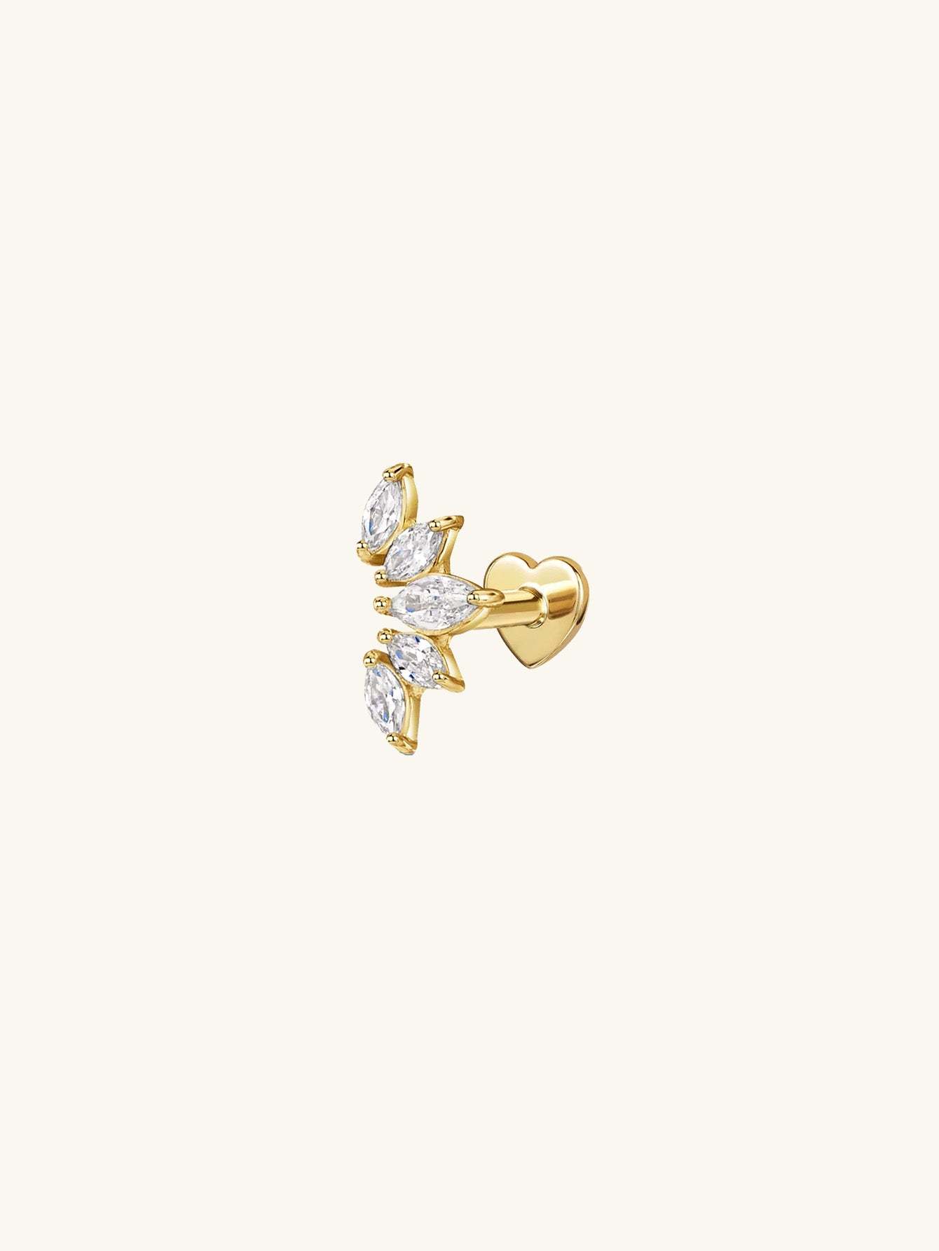 S925 Crown Zircon Heart Elegant Piercing Earring-Olarajewelry