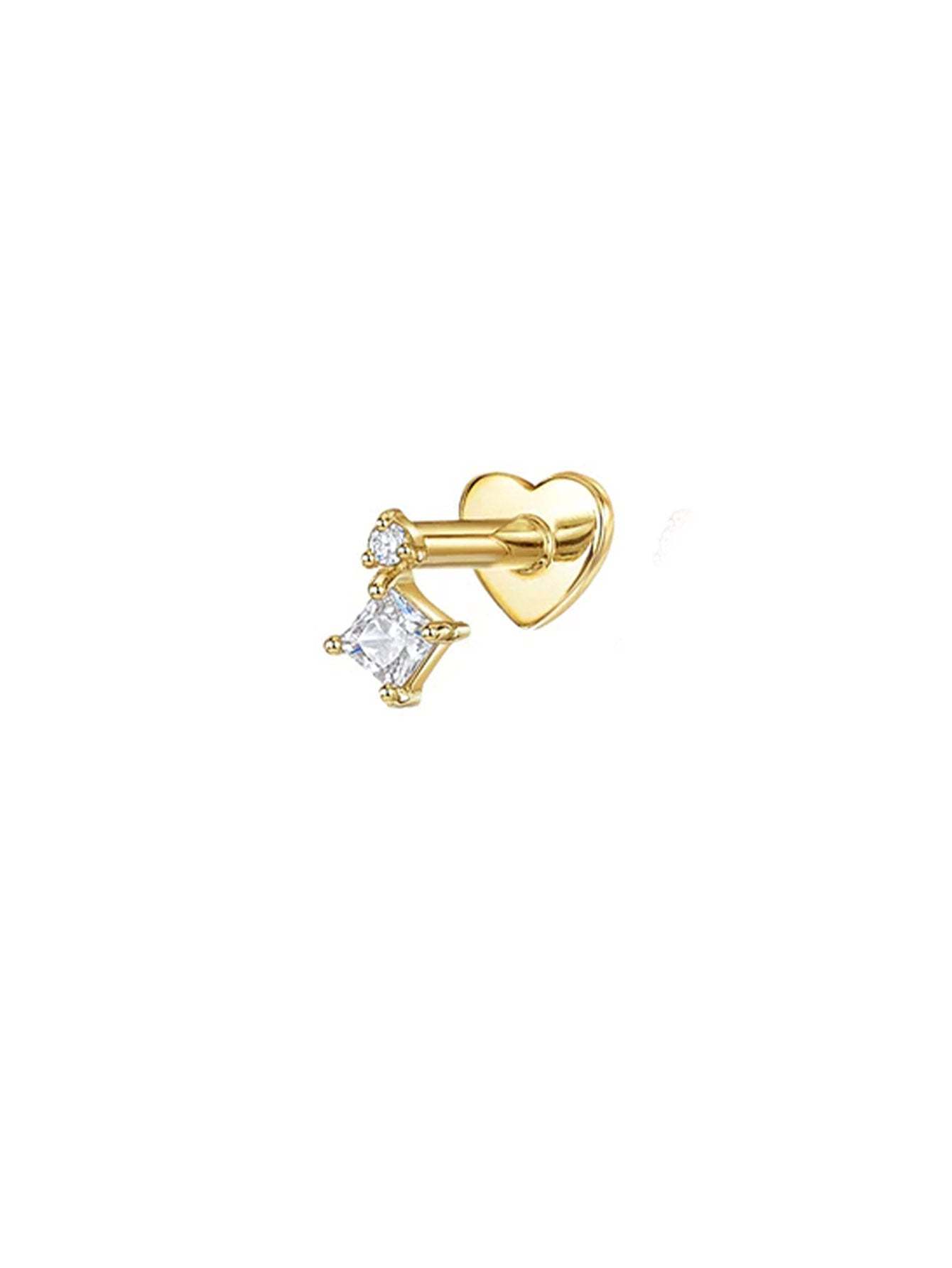 S925 Crown Zircon Heart Elegant Piercing Earring-Olarajewelry