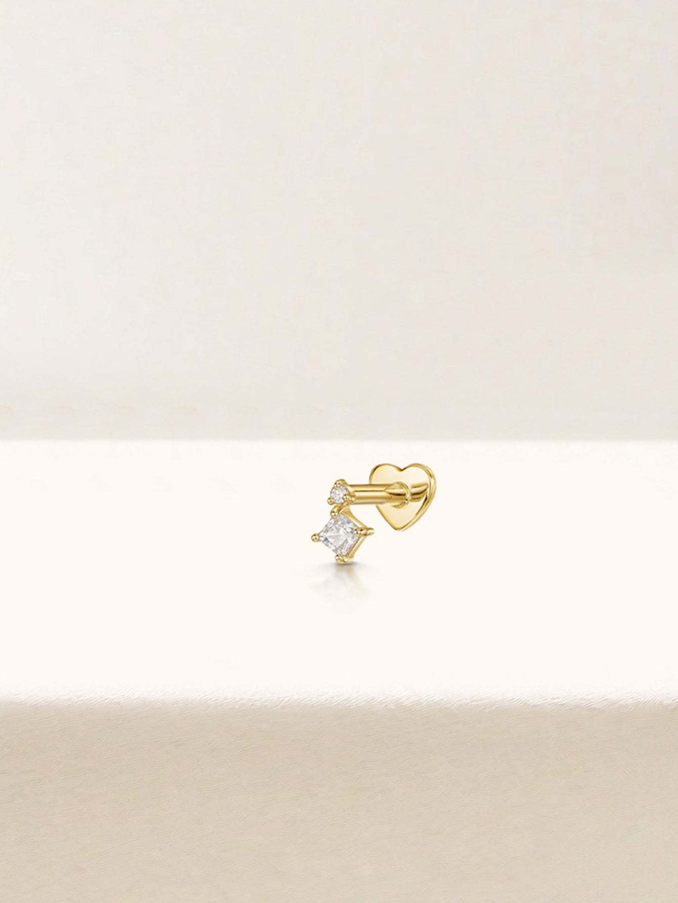 S925 Square Zircon Reversible Dangle Ear Piercing Stud-Olarajewelry