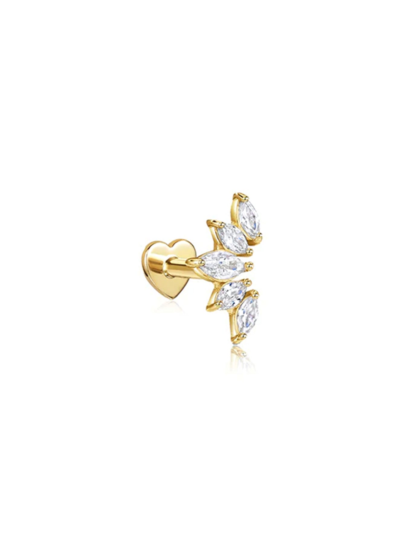 S925 Crown Zircon  Heart  Elegant Piercing Earring-Olarajewelry