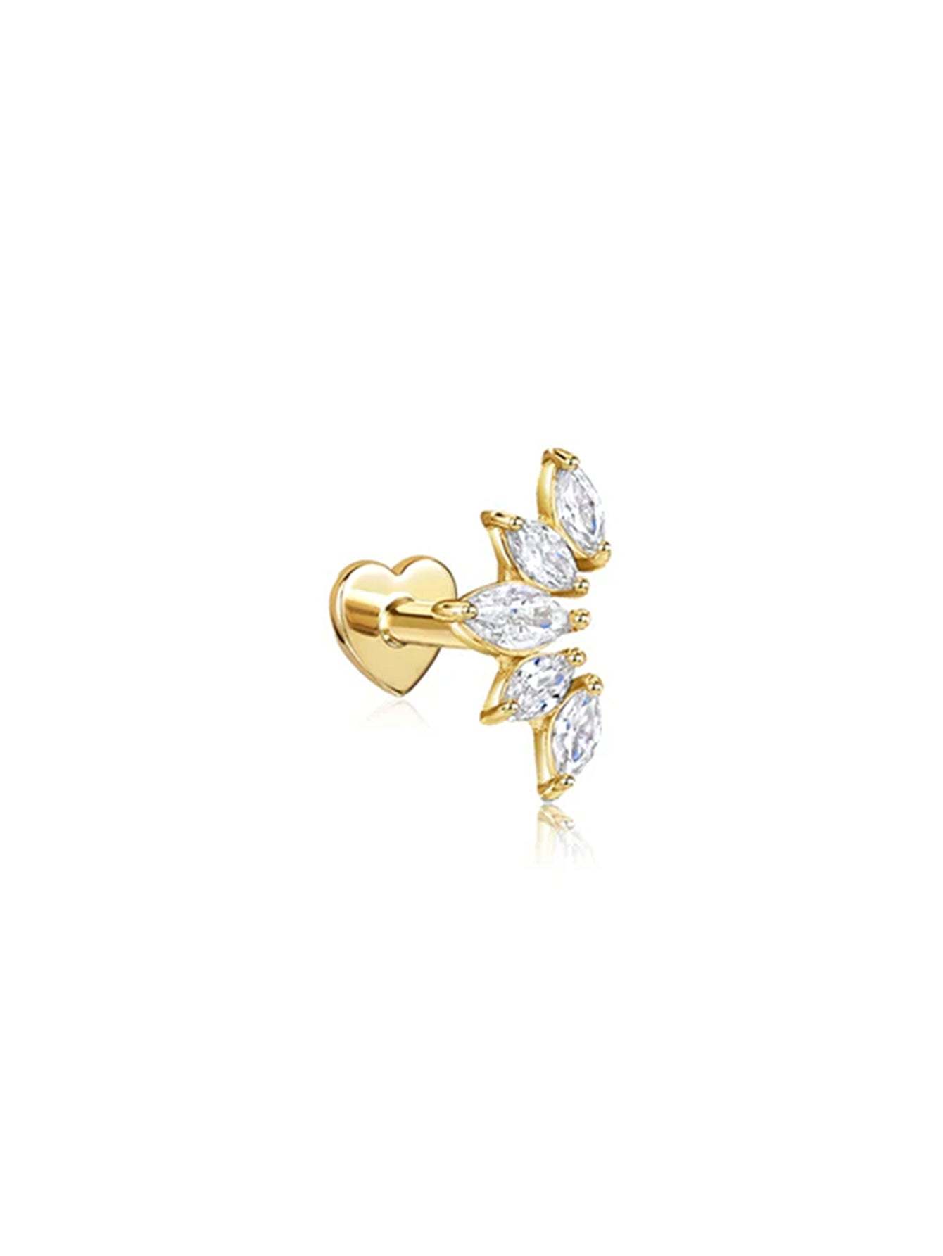 S925 Crown Zircon Heart Elegant Piercing Earring-Olarajewelry