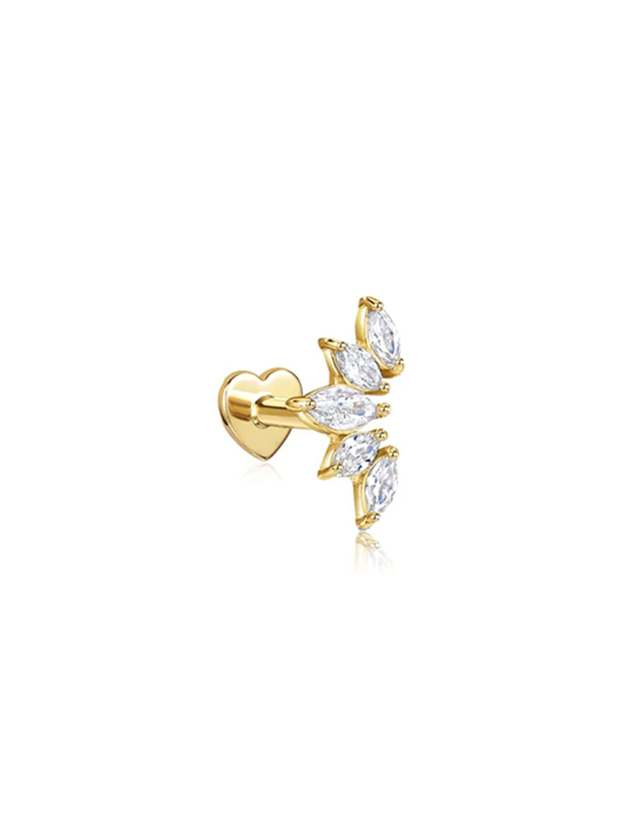 S925 Crown Zircon  Heart  Elegant Piercing Earring-Olarajewelry