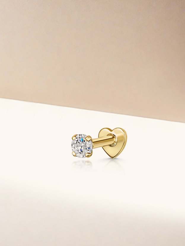 S925 Four Claws Solitaire Zircon Double-Sided Ear Piercing Stud-Olarajewelry