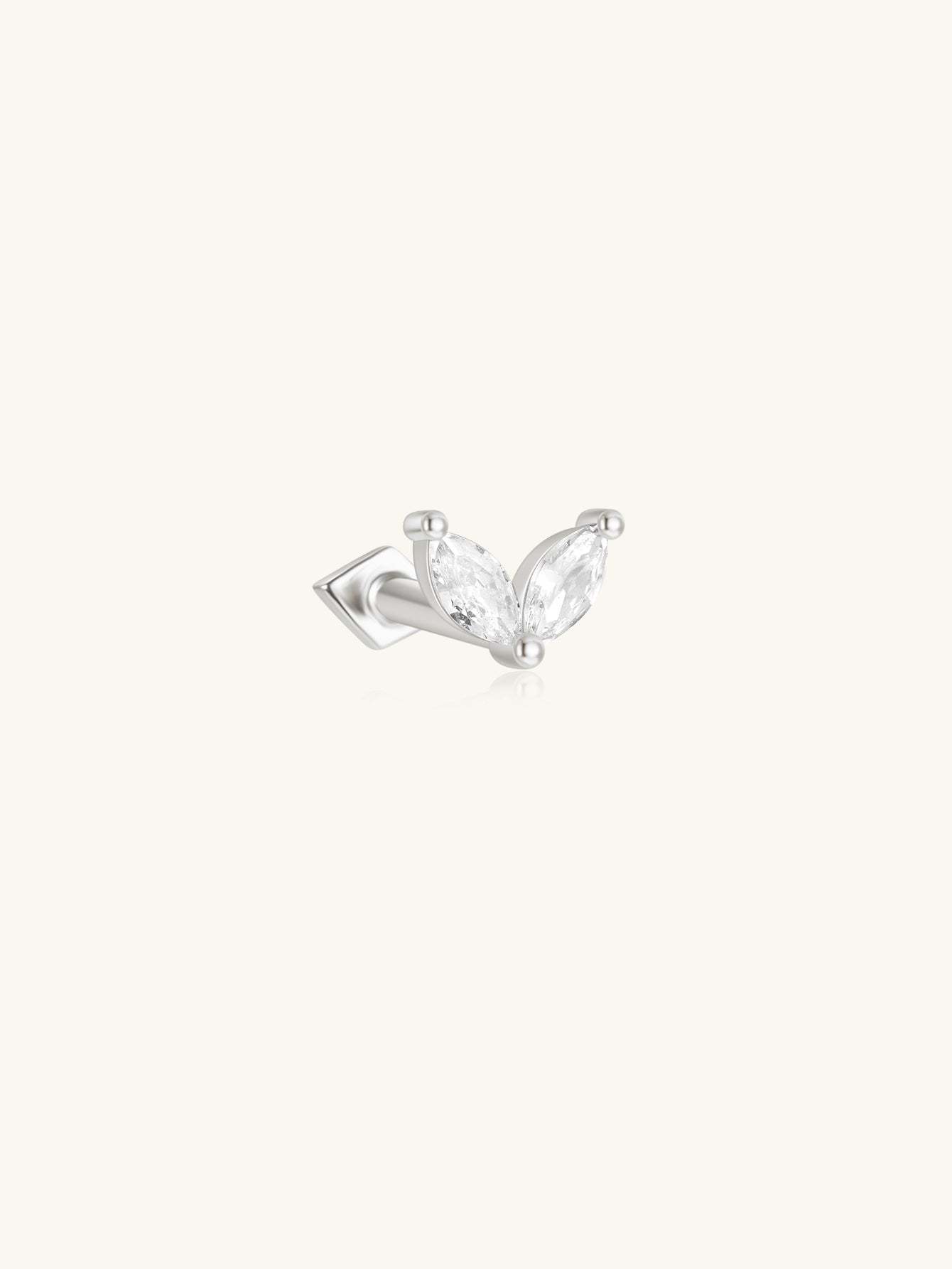S925 Marquise Sprouts Reversible Wear Ear Piercing Stud-Olarajewelry