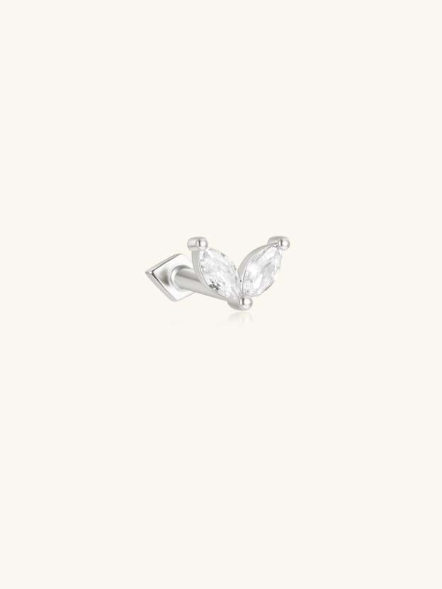 S925 Marquise Sprouts Reversible Wear  Ear Piercing Stud-Olarajewelry