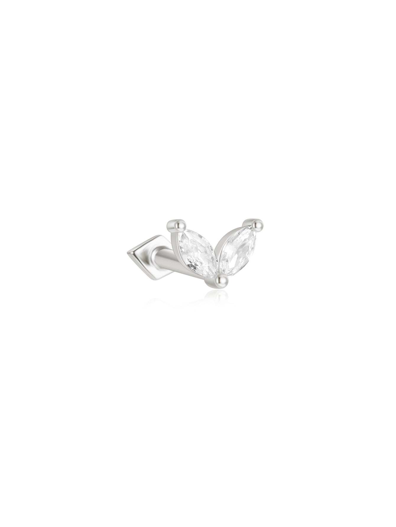 S925 Marquise Sprouts Reversible Wear Ear Piercing Stud-Olarajewelry