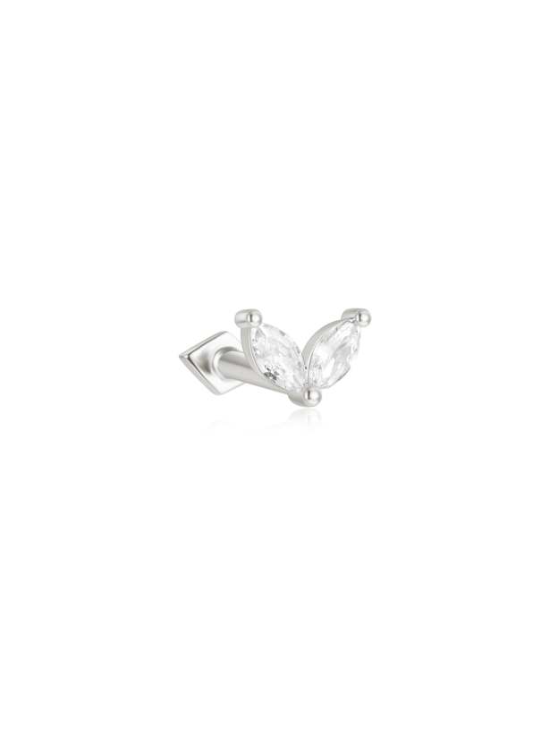 S925 Marquise Sprouts Reversible Wear  Ear Piercing Stud-Olarajewelry