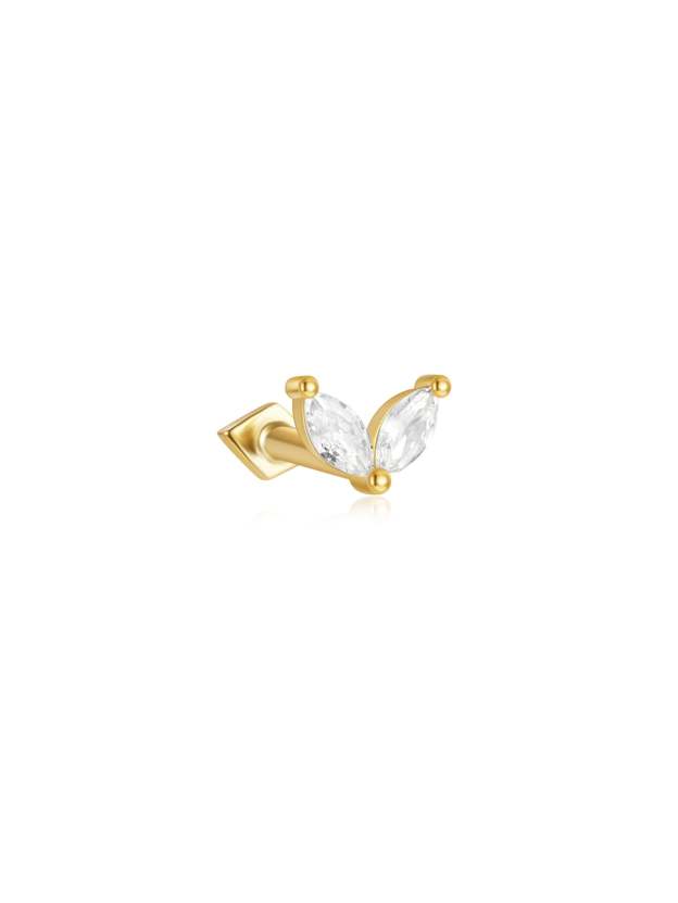 S925 Marquise Sprouts Reversible Wear  Ear Piercing Stud-Olarajewelry