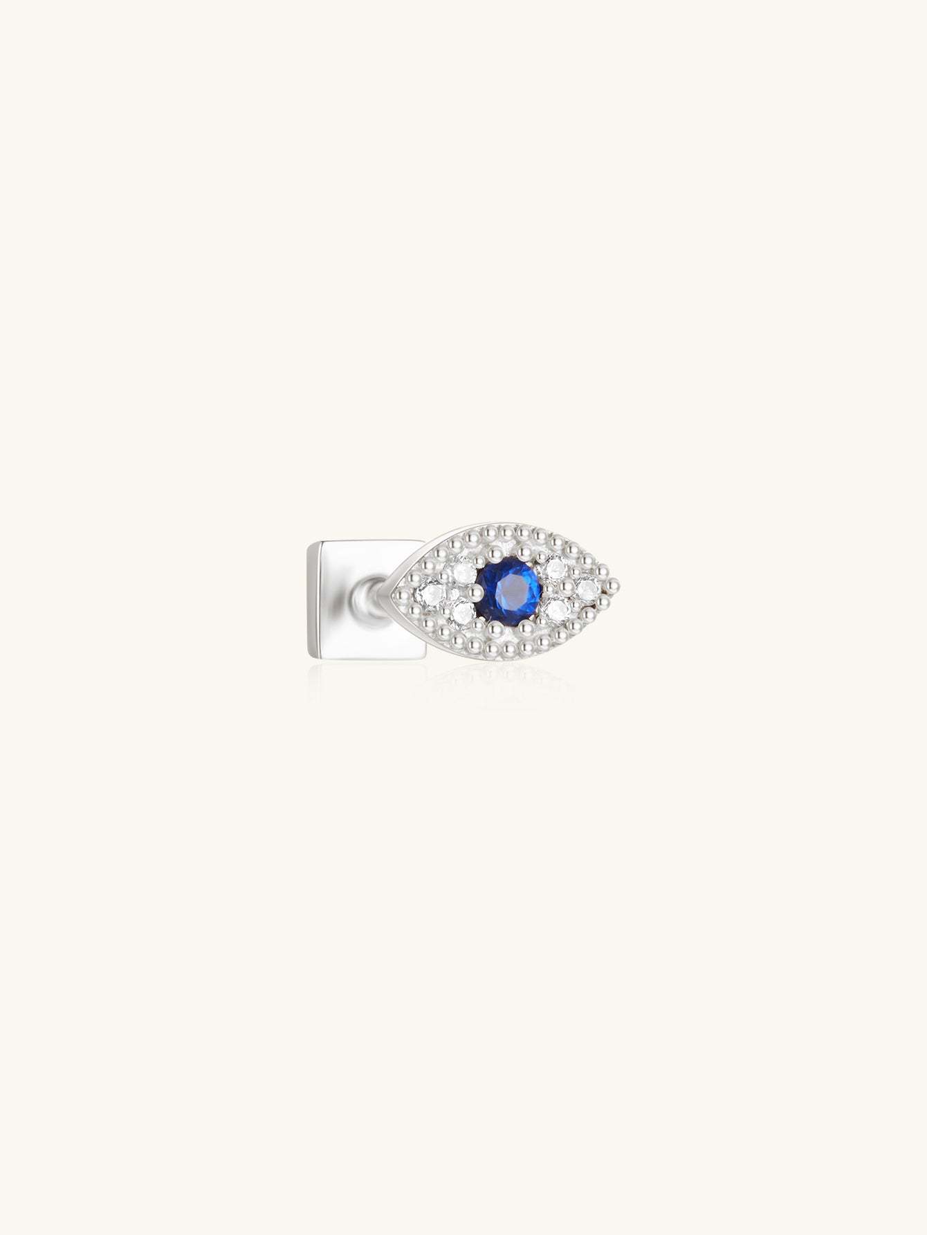 S925 Evil Eye Blue Zircon Square Ear Piercing Stud-Olarajewelry