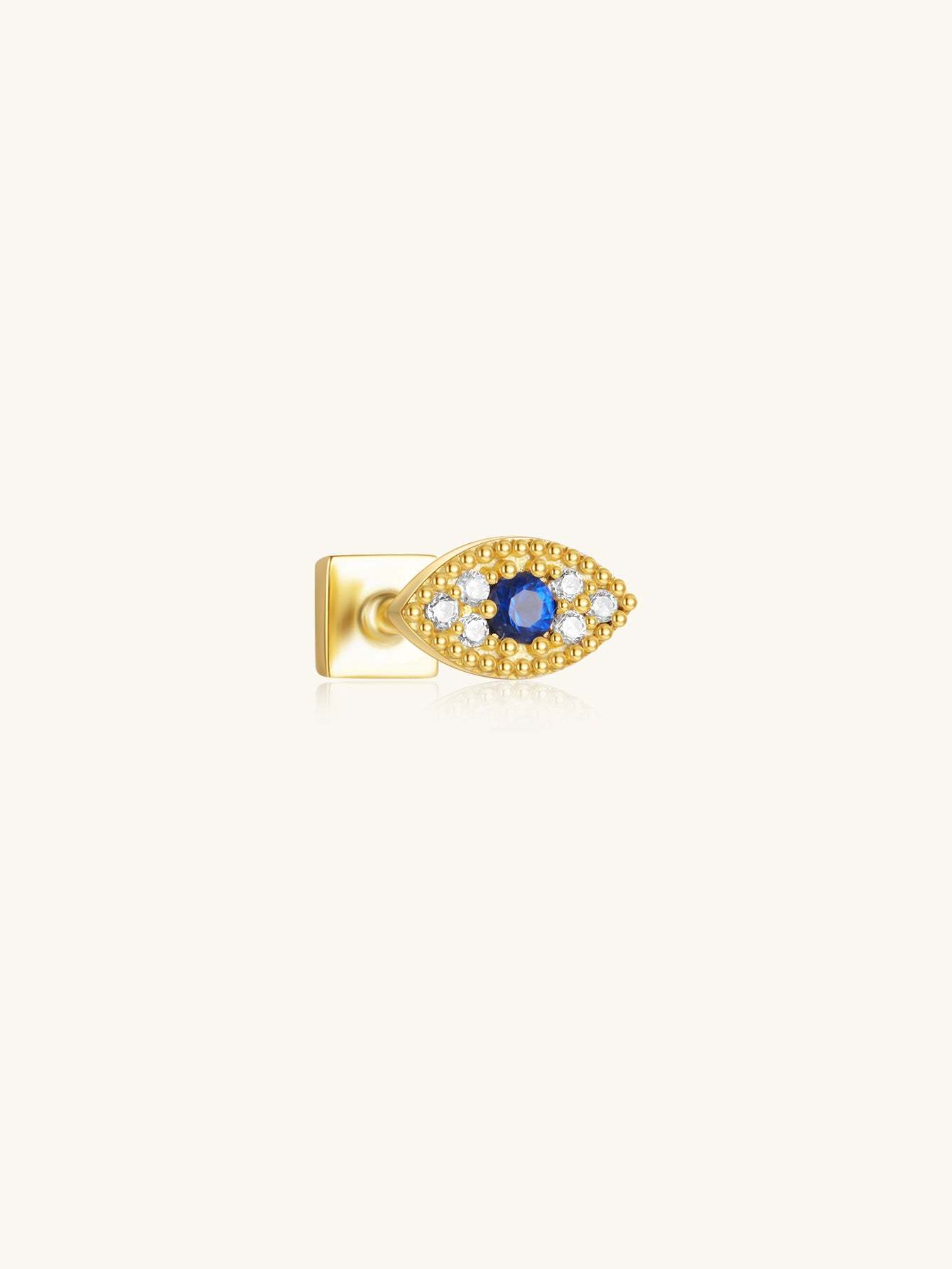 S925 Evil Eye Blue Zircon Square Ear Piercing Stud-Olarajewelry