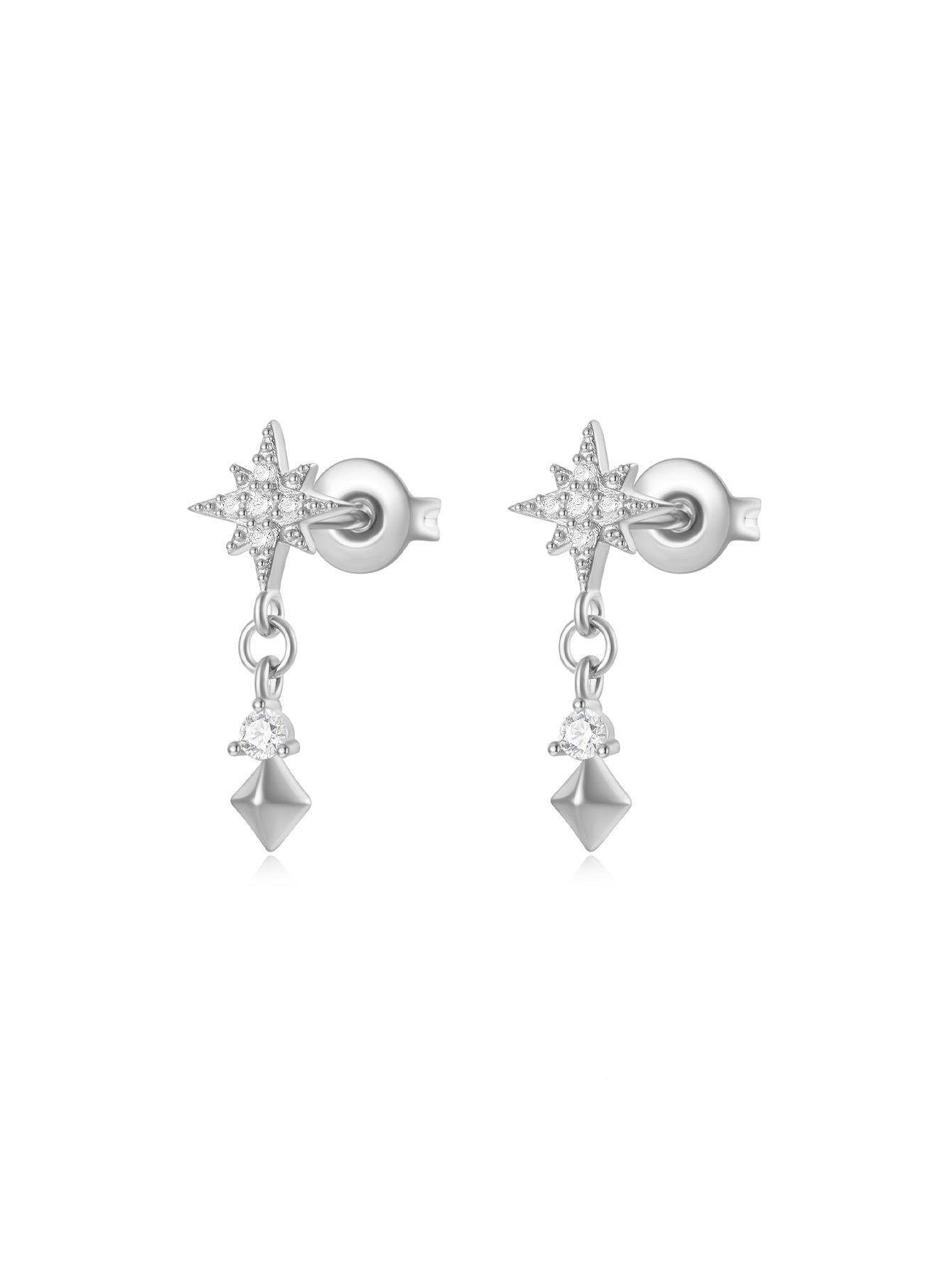 S925 Sterling Silver Starry Star Pendant Earring Set-Olarajewelry