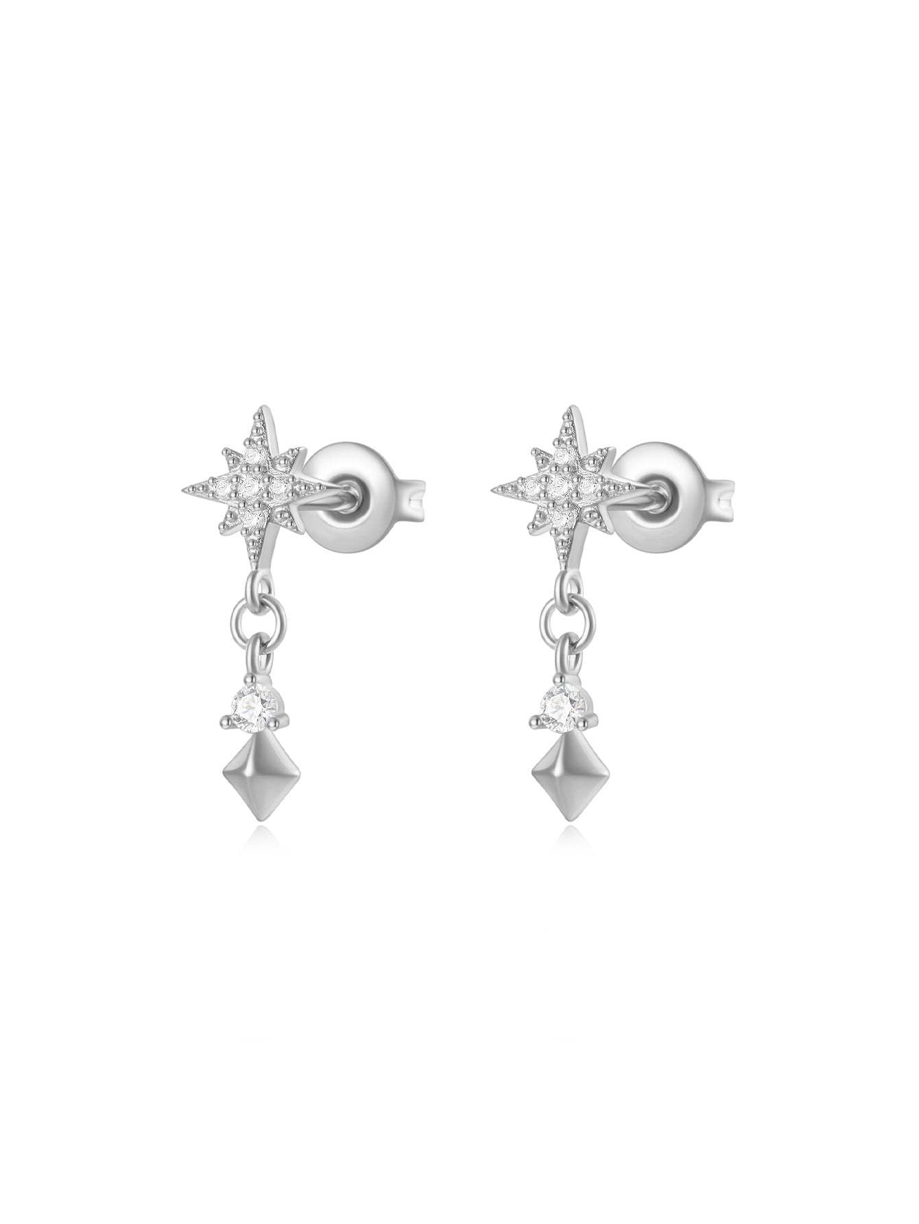 S925 Sterling Silver Starry Star Pendant Earring Set-Olarajewelry