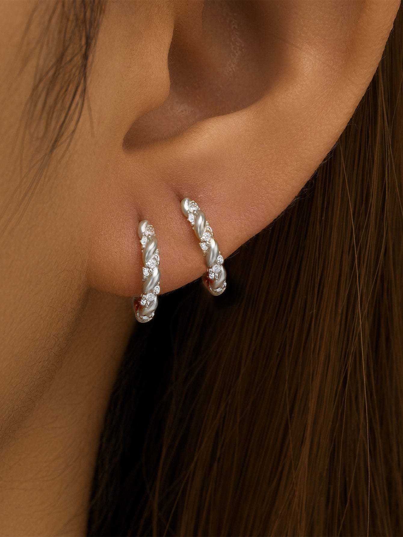 925 Sterling Silver Simple Classic Zircon Versatile Huggie Earrings-Olarajewelry